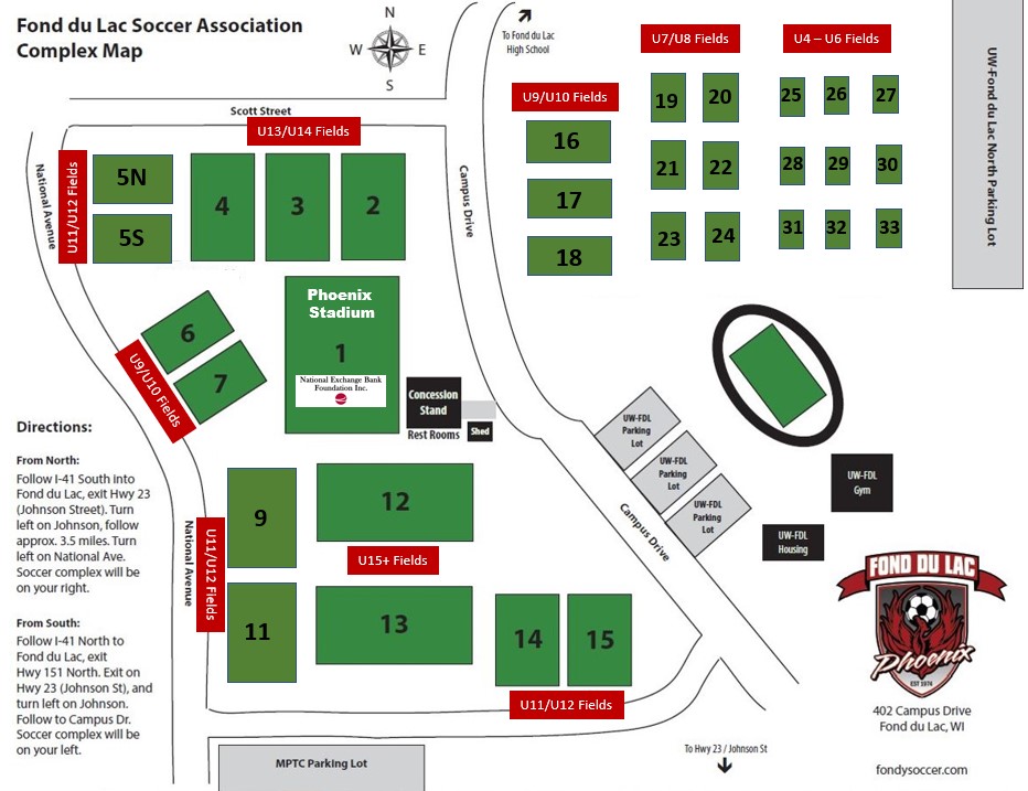 Soccer Complex Field Map - Click to Enlarge